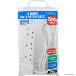 ELPINE 4 WAY EXTENSION LEAD WITH NEON LIGHT 5M