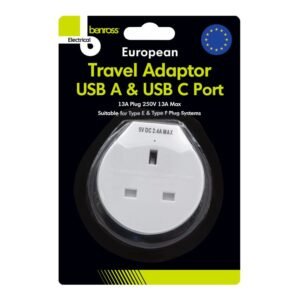 EUROPEAN TRAVEL ADAPTOR WITH 2 USB