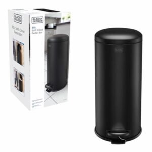 BLACK + DECKER PEDAL BIN DOME MATT BLACK 30L