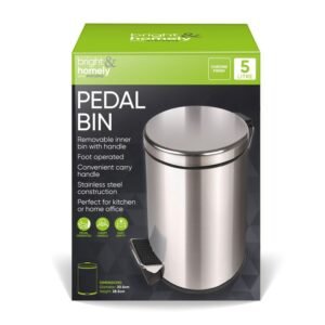 BRIGHT & HOMELY PEDAL BIN STAINLESS STEEL 5LTR