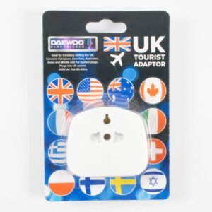 DAEWOO UK TOURIST TRAVEL ADAPTOR EUROPE 2 PIN TO UK 3 PIN