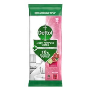 DETTOL MULTI PURPOSE WIPES POMEGRANATE & LIME SPLASH 30S PK12