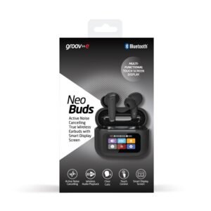 GROOV-E NEO BUDS TRUE WIRELESS EARPHONE WITH ANC & LCD SCREEN BLACK