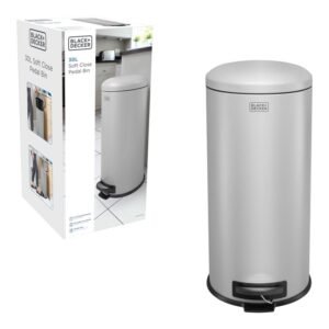 BLACK + DECKER DOME LID PEDAL BIN GREY 30L