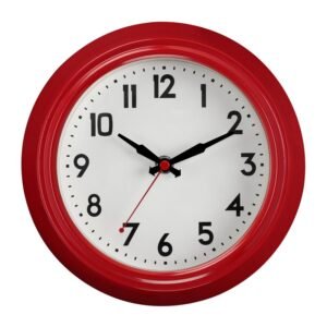 VINTAGE WALL CLOCK METAL RED 21.5CM