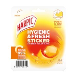 HARPIC HYGENIC STICKER TOILET BLOCK CITRUS 4'S 12G PK6