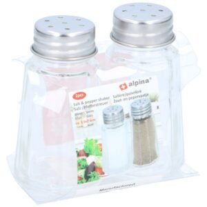 ALPINA SALT & PEPPER SHAKERS GLASS CLASSIC SET OF 2