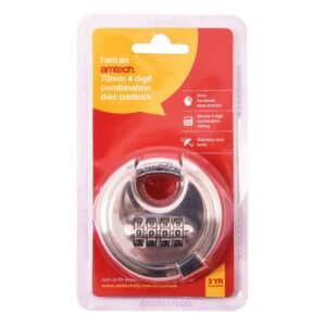 AMTECH 4 DIGIT COMBINATION DISC PADLOCK 70MM