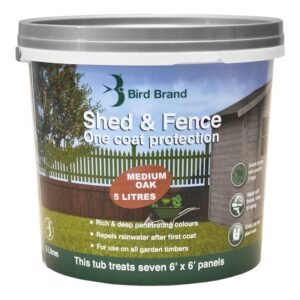 BIRDBRAND SHED & FENCE PAINT 1 COAT MEDIUM OAK 5L