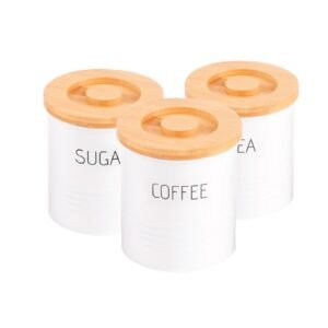 ROYALFORD CANISTER SET BAMBOO WHITE 3 PIECES