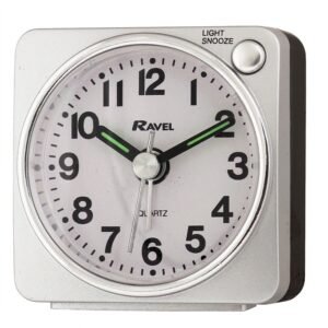 RAVEL MINI ALARM CLOCK SILVER & BLACK