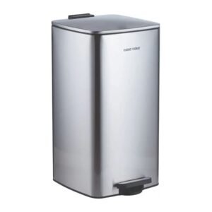 CASA & CASA SEATTLE SQUARE PEDAL BIN FINGERPRINT PROOF SATIN CHROME 30L