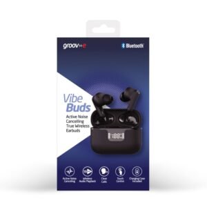 GROOV-E VIBE BUDS TRUE WIRELESS EARPHONE WITH ACTIVE NOISE CANCELLING BLACK