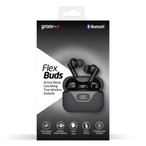 GROOV-E FLEX BUDS TRUE WIRELESS EARPHONE WITH ANC & FABRIC CHARGING CASE BLACK