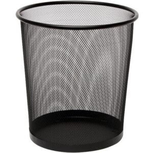 WASTE BASKET METAL MESH ROUND BLACK 10 LITRE