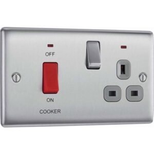 BG 45A SWITCH C/W SOCKET & NEON BRUSHED CHROME