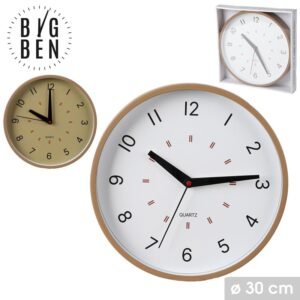 URBAN LIVING WALL CLOCK 30CM 2 COLOURS BEIGE & WHITE