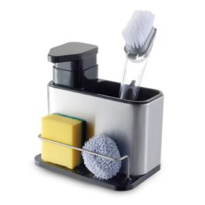 TOP 3 KITCHEN SINK CADDY WITH WASHING UP LIQUID HOLDER & PUMP STAINLESS STEEL (SP)
