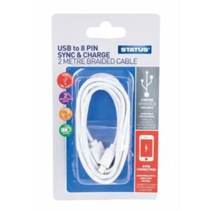 STATUS 8PIN SYNC&CHARGE 2M BRAIDED CABLE 1PK
