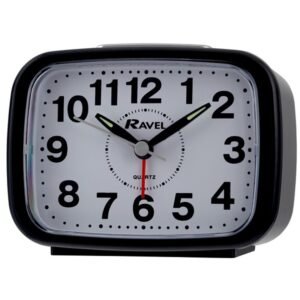 RAVEL QUARTZ ALARM CLOCK RECTANGULAR BLACK