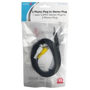 POWERPLUS PHONO PLUG TO 3.5MM STEREO PLUG 1.5M