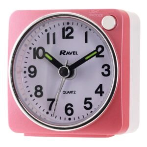 RAVEL MINI ALARM CLOCK WHITE / PINK / SILVER