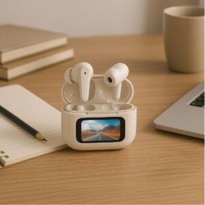 GROOV-E NEO BUDS TRUE WIRELESS EARPHONE WITH ANC & LCD SCREEN SAND